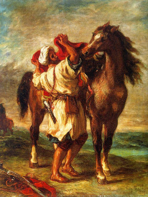 Arab Saddling his Horse, Eugene Delacroix